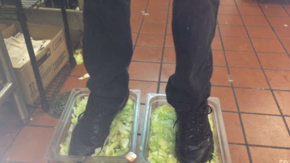 In 2012, a burger king employee anonymously posted an image on 4-chan of  his feet in lettuce, with the caption: This is the lettuce you eat at  Burger King. It took 20