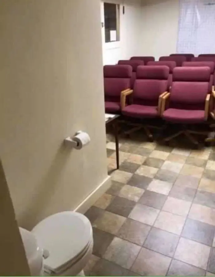 weirdest toilet with theater seats