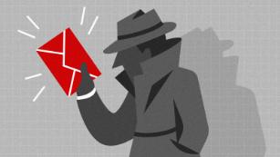 A whistleblower holding an envelope. A whistleblower holding an envelope.