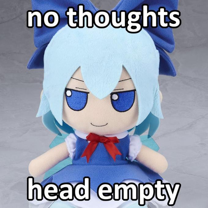 no thoughts head empty Cartoon Anime Stuffed toy