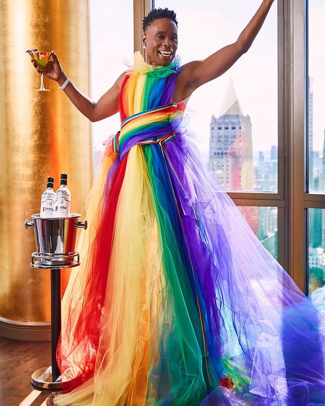 Billy Porter in custom gown by Siriano #gentleman #mensfashion  #blackmensfashion #pride | Pride parade outfit, Pride outfit, Rainbow dress