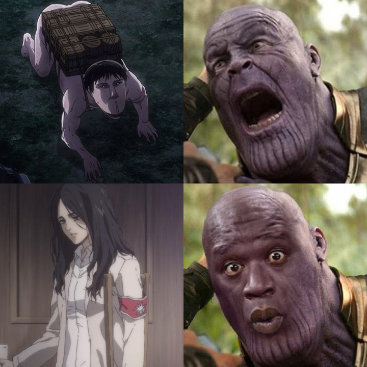 This subreddit's reaction to the Cart Titan reveal. Credit to u/Senzo__ for  the idea : r/ShingekiNoKyojin