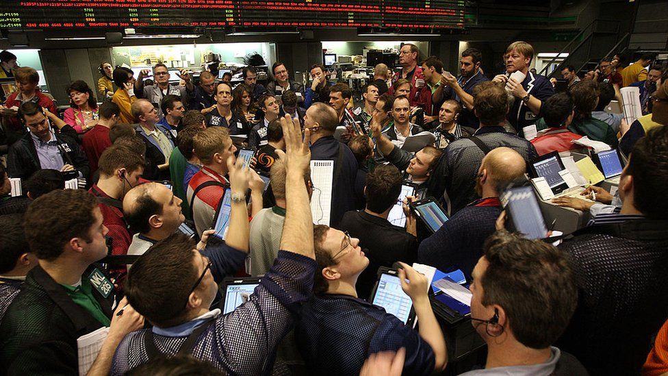 Traders on the floor of the Chicago Mercantile Index in 2008