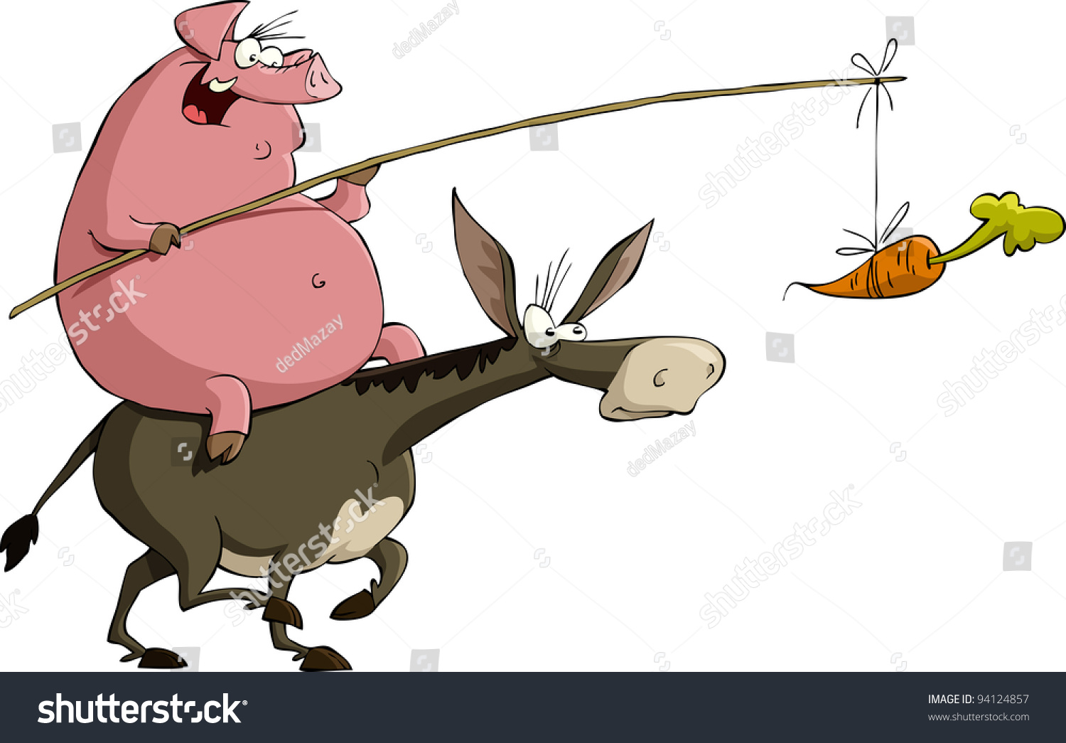 stock-vector-pig-rides-on-a-donkey-vector-illustration-94124857.jpg