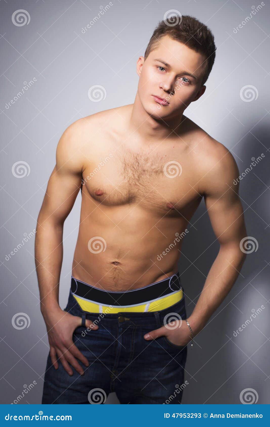 Shirtless Handsome Man With Fit Body Lean Against A Wall Stock Image -  Image of muscular, chest: 47953293
